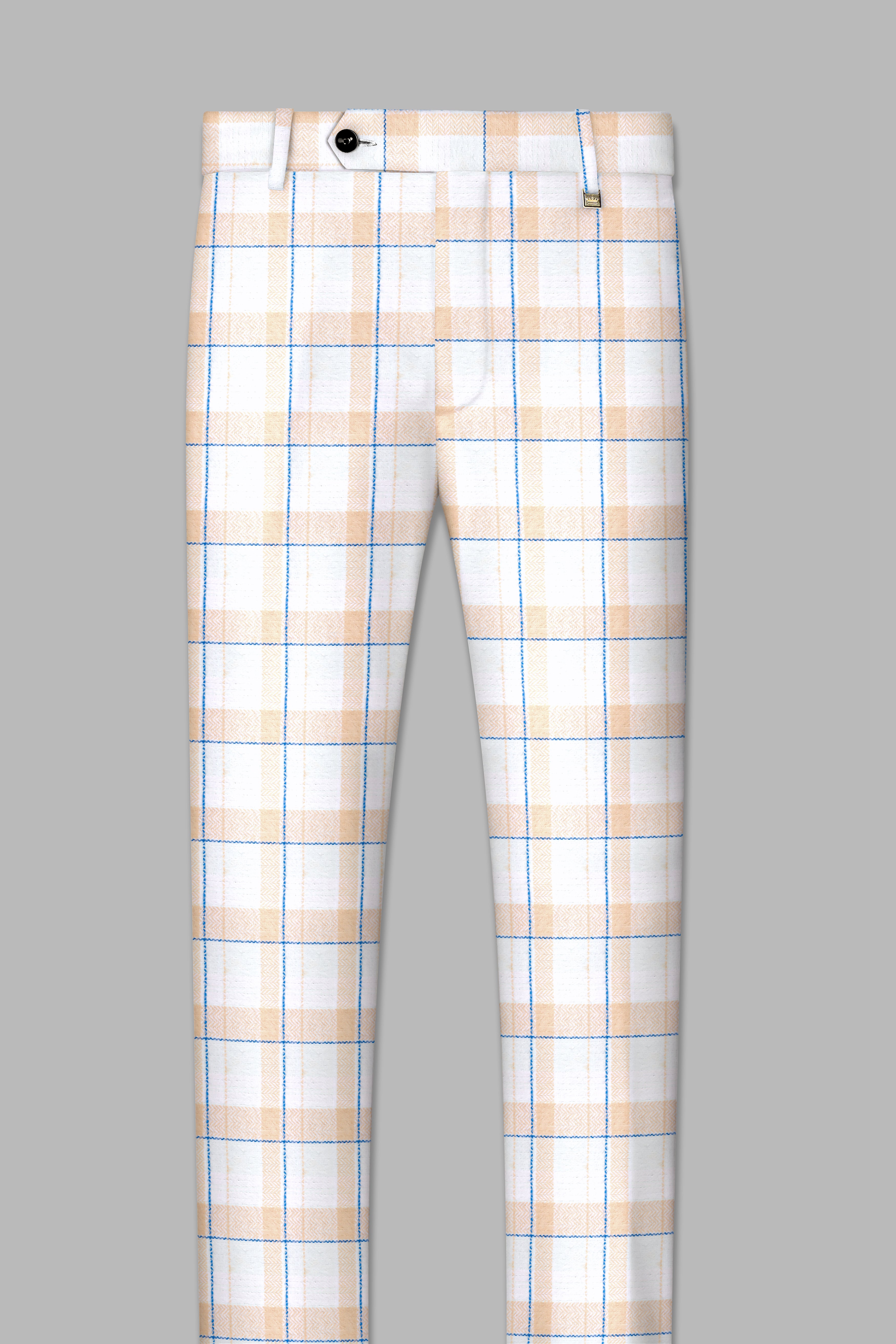 Silk Cotton Check Pants with Slight Bootcut
